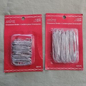 NEW Ashland Christmas Silver Ornament Hooks Medium & Large Size 240 Pieces Total